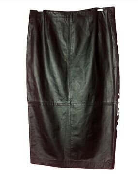 For You From Siegel Black Genuine Leather Pencil Skirt Size 16 Bikercore Goth